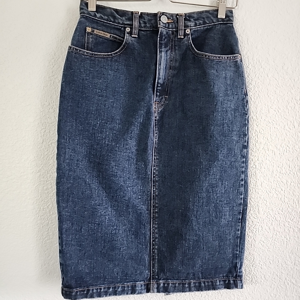 Calvin Klein Jeans Vintage Womens Skirt Dark Wash Size 10 High Rise Casual